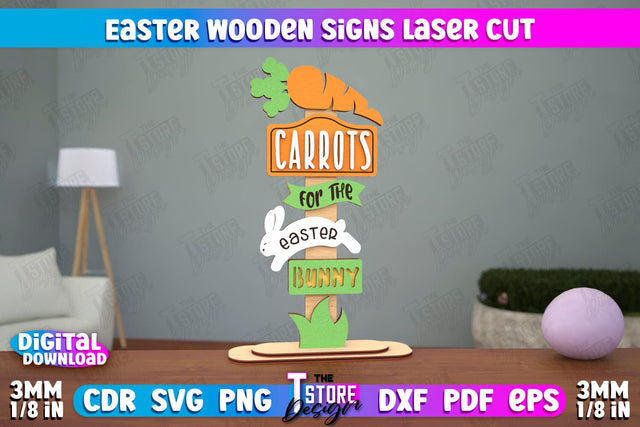Easter Wooden Sign | Easter Stand | Easter Bunny | Home Décor | CNC File SVG The T Store Design 