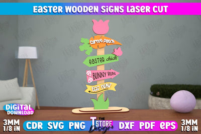 Easter Wooden Sign | Easter Stand | Easter Bunny | Home Décor | CNC File SVG The T Store Design 