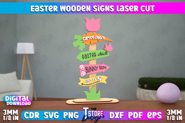 Easter Wooden Sign | Easter Stand | Easter Bunny | Home Décor | CNC File SVG The T Store Design 