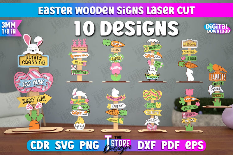 Easter Wooden Signs Bundle | Easter Stand | Easter Bunny | Home Décor | CNC Files SVG The T Store Design 