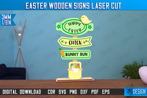 Easter Wooden Signs Bundle | Easter Stands | Easter Bunny | Home Décor | CNC Files SVG Fly Design 