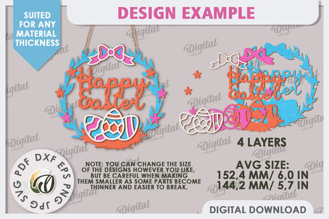 Easter Wreath Laser Cut. Spring Home Decor. Door Sign SVG SVG Evgenyia Guschina 