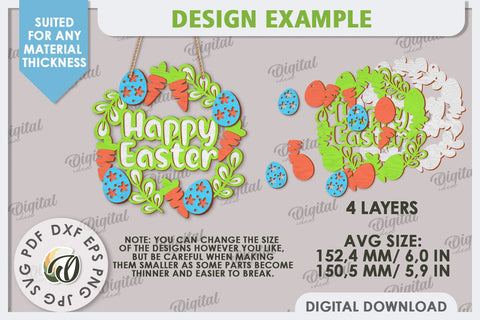 Easter Wreath Laser Cut. Spring Home Decor. Door Sign SVG SVG Evgenyia Guschina 