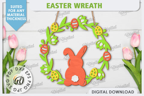Easter Wreath Laser Cut. Spring Home Decor. Door Sign SVG SVG Evgenyia Guschina 