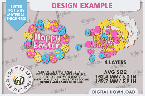 Easter Wreath Laser Cut. Spring Home Decor. Door Sign SVG SVG Evgenyia Guschina 