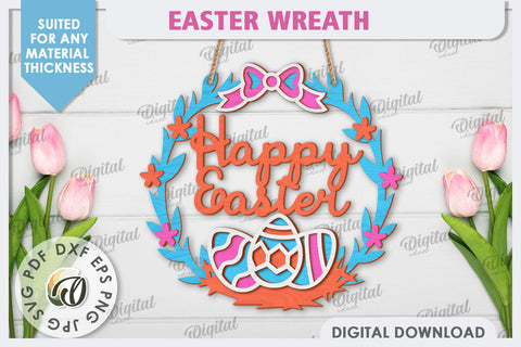 Easter Wreath Laser Cut. Spring Home Decor. Door Sign SVG SVG Evgenyia Guschina 