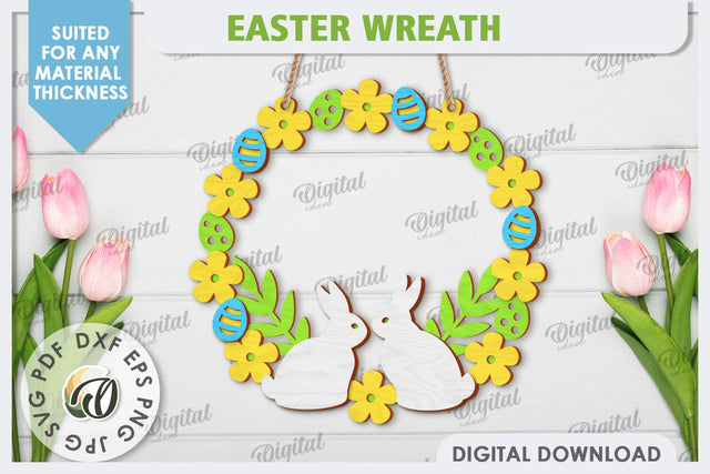 Easter Wreath Laser Cut. Spring Home Decor. Door Sign SVG SVG Evgenyia Guschina 