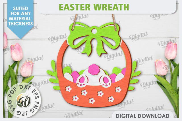 Easter Wreath Laser Cut. Spring Home Decor. Door Sign SVG SVG Evgenyia Guschina 