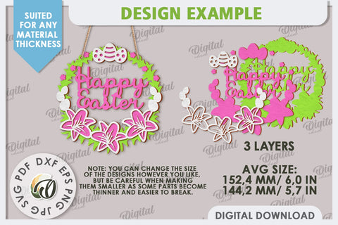 Easter Wreath Laser Cut. Spring Home Decor. Door Sign SVG SVG Evgenyia Guschina 