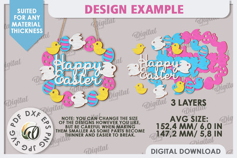 Easter Wreath Laser Cut. Spring Home Decor. Door Sign SVG SVG Evgenyia Guschina 