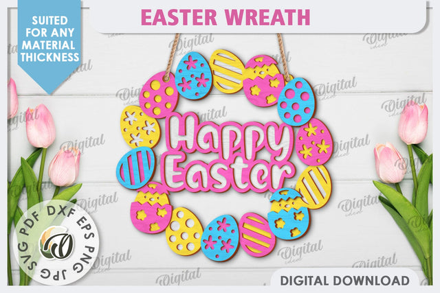 Easter Wreath Laser Cut. Spring Home Decor. Door Sign SVG SVG Evgenyia Guschina 