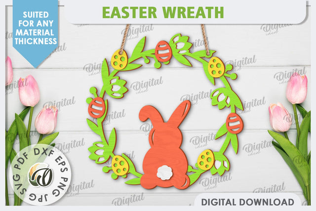 Easter Wreath Laser Cut. Spring Home Decor. Door Sign SVG SVG Evgenyia Guschina 