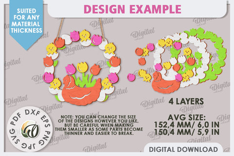 Easter Wreath Laser Cut. Spring Home Decor. Door Sign SVG SVG Evgenyia Guschina 