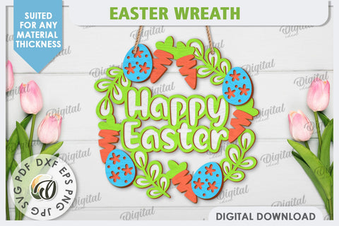 Easter Wreath Laser Cut. Spring Home Decor. Door Sign SVG SVG Evgenyia Guschina 