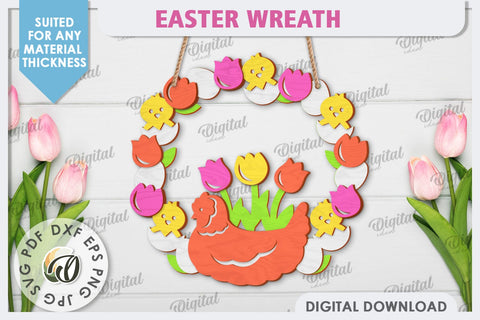 Easter Wreath Laser Cut. Spring Home Decor. Door Sign SVG SVG Evgenyia Guschina 