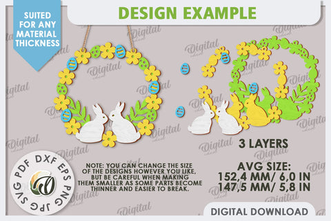 Easter Wreath Laser Cut. Spring Home Decor. Door Sign SVG SVG Evgenyia Guschina 