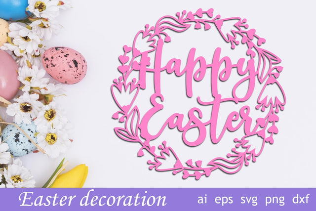 Easter wreath svg, Happy Easter cake topper svg, Easter decoration papercut SVG AnastasiyaArtDesign 
