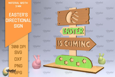 Easter's Directional Sign Laser Cut. 3D Easter Sign SVG SVG Evgenyia Guschina 