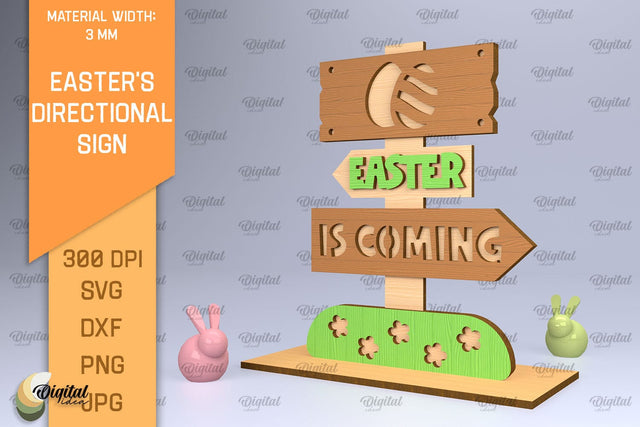 Easter's Directional Sign Laser Cut. 3D Easter Sign SVG SVG Evgenyia Guschina 