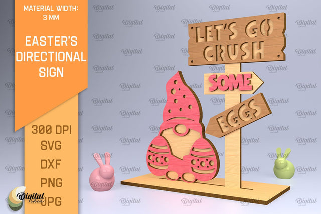 Easter's Directional Sign Laser Cut. 3D Easter Sign SVG SVG Evgenyia Guschina 