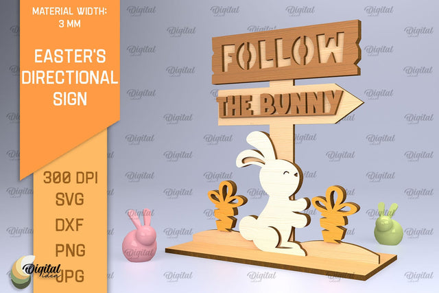 Easter's Directional Sign Laser Cut. 3D Easter Sign SVG SVG Evgenyia Guschina 