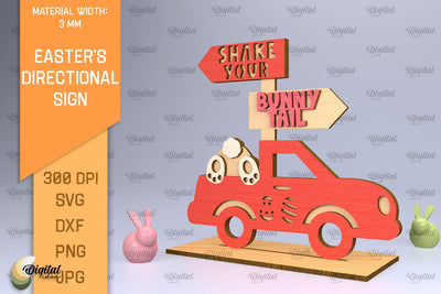 Easter's Directional Sign Laser Cut. 3D Easter Sign SVG SVG Evgenyia Guschina 
