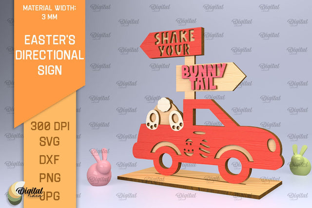Easter's Directional Sign Laser Cut. 3D Easter Sign SVG SVG Evgenyia Guschina 