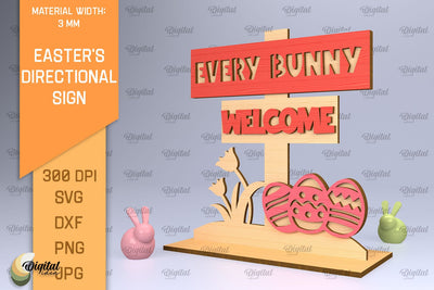 Easter's Directional Sign Laser Cut. 3D Easter Sign SVG SVG Evgenyia Guschina 