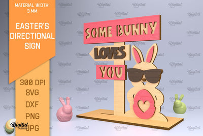 Easter's Directional Sign Laser Cut. 3D Sign SVG SVG Evgenyia Guschina 