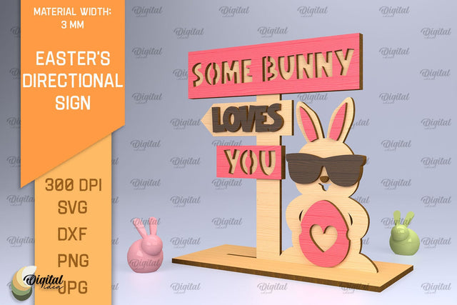 Easter's Directional Sign Laser Cut. 3D Sign SVG SVG Evgenyia Guschina 