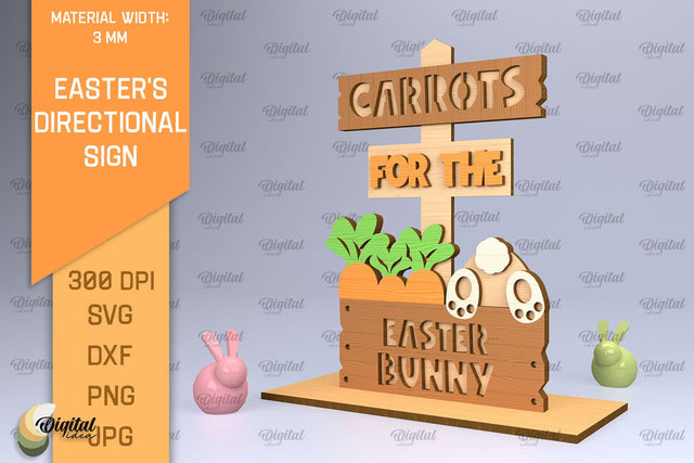 Easter's Directional Sign Laser Cut. 3D Sign SVG SVG Evgenyia Guschina 