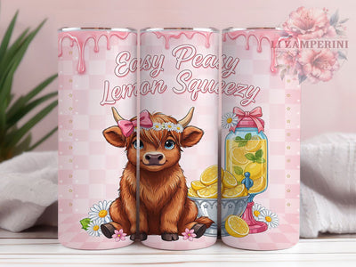 Easy Peasy Calf Floral 20oz Tumbler, Calf Motif, Floral Theme, Farmhouse Charm, Rustic Pattern, Whimsical Style, Skinny Tumbler, Sublimation PNG Sublimation Li Zamperini 