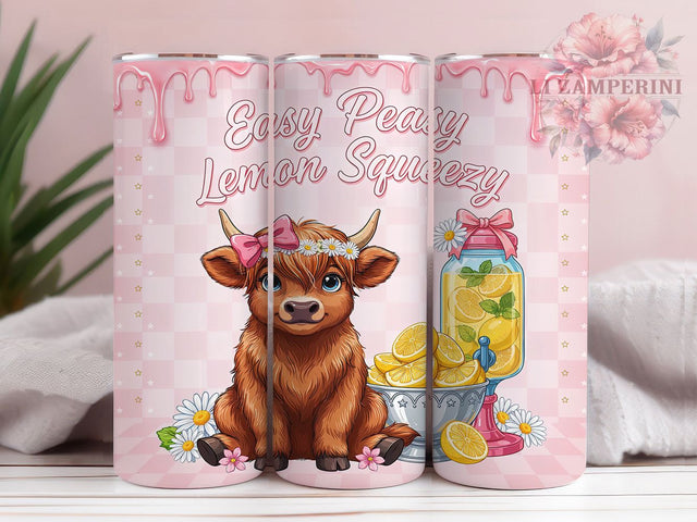 Easy Peasy Calf Floral 20oz Tumbler, Calf Motif, Floral Theme, Farmhouse Charm, Rustic Pattern, Whimsical Style, Skinny Tumbler, Sublimation PNG Sublimation Li Zamperini 