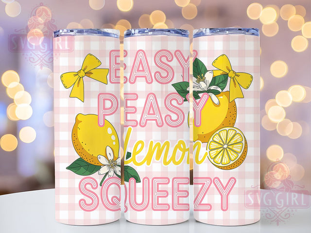Easy Peasy Lemon 20oz Tumbler, Easy Peasy Lemon Squeezy Quote, Citrus Summer Illustration, Sublimation Tumbler Wrap, 20oz Tumbler, Fun Summer Gift, Bright Fresh Style Sublimation SvggirlplusArt 