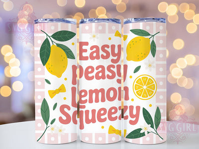 Easy Peasy Lemon 20oz Tumbler, Easy Peasy Lemon Squeezy Quote, Citrus Summer Illustration, Sublimation Tumbler Wrap, 20oz Tumbler, Fun Summer Gift, Bright Fresh Style Sublimation SvggirlplusArt 
