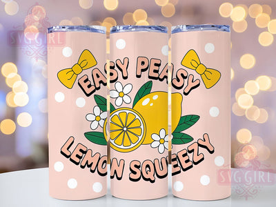 Easy Peasy Lemon 20oz Tumbler, Easy Peasy Lemon Squeezy Quote, Citrus Summer Illustration, Sublimation Tumbler Wrap, 20oz Tumbler, Fun Summer Gift, Bright Fresh Style Sublimation SvggirlplusArt 