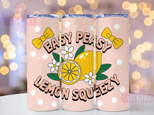 Easy Peasy Lemon 20oz Tumbler, Easy Peasy Lemon Squeezy Quote, Citrus Summer Illustration, Sublimation Tumbler Wrap, 20oz Tumbler, Fun Summer Gift, Bright Fresh Style Sublimation SvggirlplusArt 