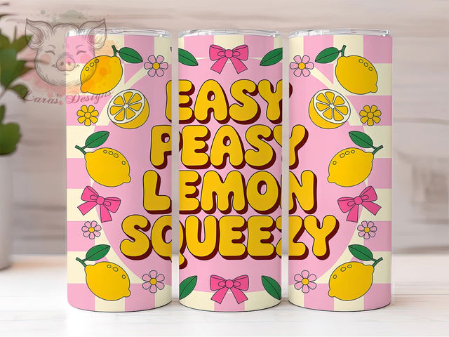 Easy Peasy Lemon Coquette Summer Tumbler, Lemon Squeezy Wrap, Coquette Summer Design, 20Oz Tumbler Sublimation, Cute Lemon Drinkware, Fresh Citrus Mug, Summer Fruit Cup Sublimation Lara' s Designs 