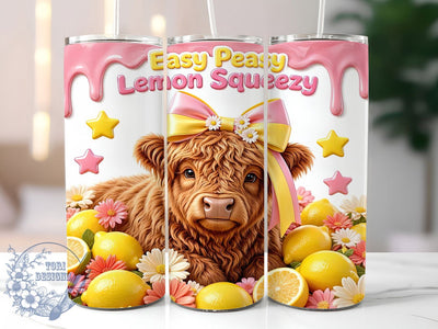 Easy Peasy Lemon Highland Cow 20oz Tumbler, Easy Peasy Lemon, Highland Cow, Farmhouse Design, Sublimation Wrap, 20oz Tumbler, Whimsical Aesthetic, Rustic Charm Sublimation ToriDesigns 