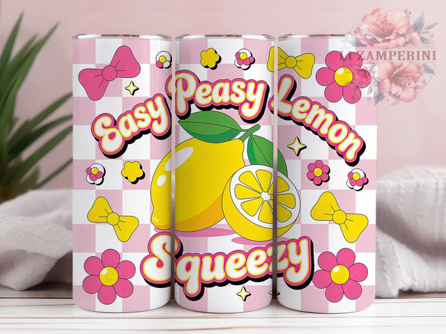 Easy Peasy Lemon Squeezy 20oz Tumbler, Lemon Squeezy, Citrus Theme, Summer Vibes, Playful Design, 20oz Tumbler Wrap, Sublimation PNG Sublimation Li Zamperini 
