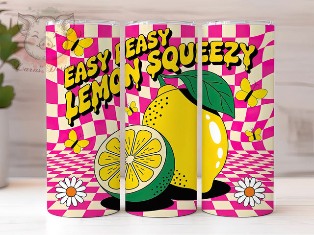 Easy Peasy Lemon Squeezy Summer Tumbler, Lemon Squeezy Wrap, Summer Lemon Design, 20Oz Tumbler Sublimation, Fresh Citrus Drinkware, Cute Lemon Mug, Sunny Day Cup Sublimation Lara' s Designs 