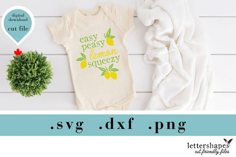 Easy Peasy Lemon Squeezy SVG, Cheerful Citrus Fruit Design, Summer Kitchen Decal, Bright Quote Cut File, DIY Home Decor, Lettershapes SVG Lettershapes 
