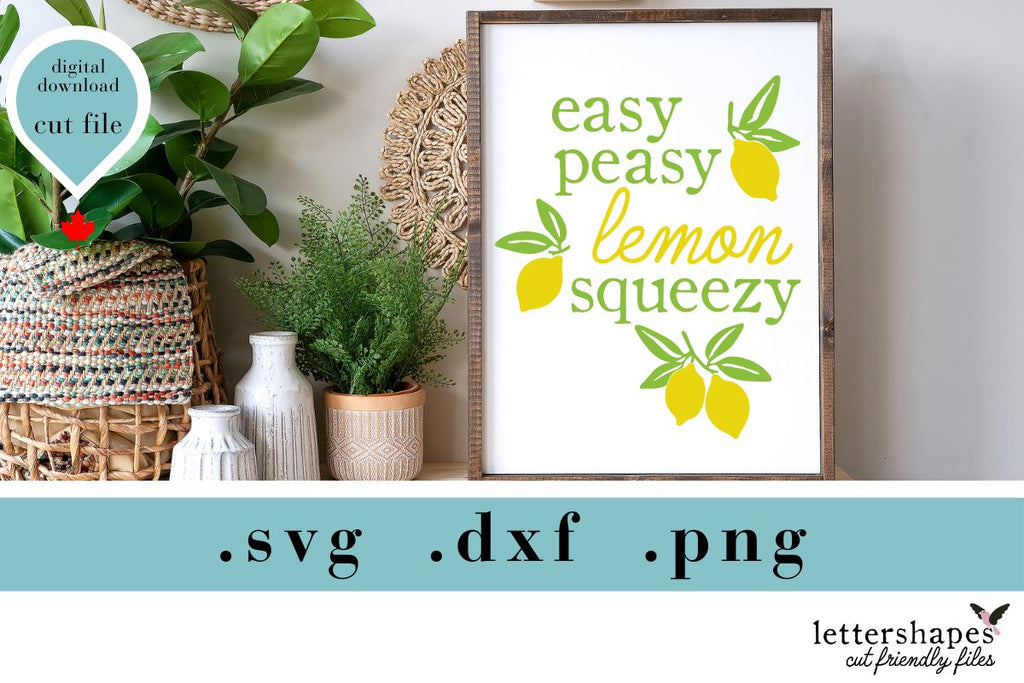 Easy Peasy Lemon Squeezy SVG, Cheerful Citrus Fruit Design, Summer ...