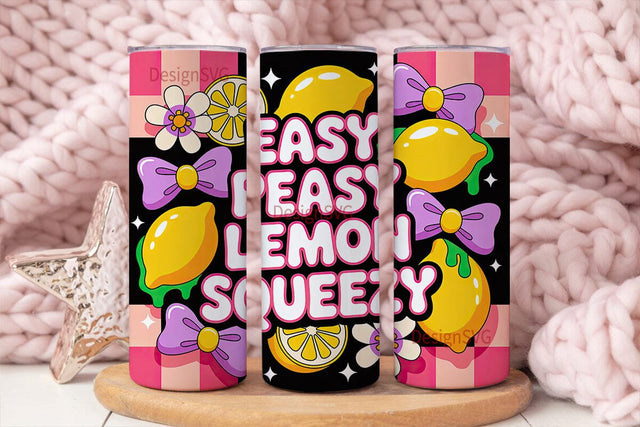 Easy Peasy Lemon Squeezy Tumbler Wrap Sublimation DesignSVG 