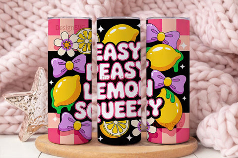 Easy Peasy Lemon Squeezy Tumbler Wrap Sublimation DesignSVG 