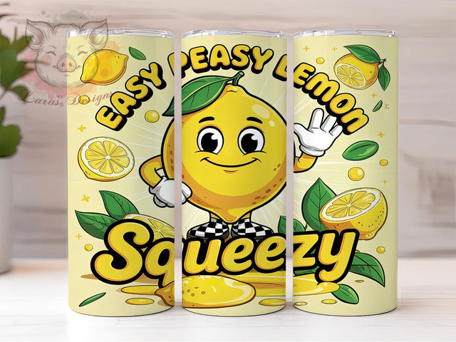 Easy Peasy Lemon Tumbler Wrap, Cute Lemon Design, 20oz Lemon Wrap, Funny Lemon Tumbler, Squeezy Lemon Cup, Citrus Tumbler Wrap, Sweet Lemon Sublimation Sublimation Lara' s Designs 
