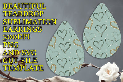 easy PNG, Gorgeous sublimation template for earrings, Heart Sublimation HoodArtCraft 