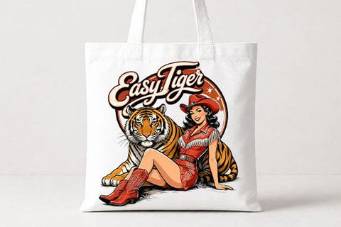 Easy Tiger Cowgirl PNG | Retro Western Sublimation PNG SVG BillahCrafts 