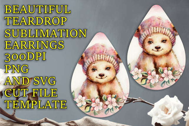 easy-to-edit PNG, Creative teardrop earrings design, Animals Sublimation HoodArtCraft 