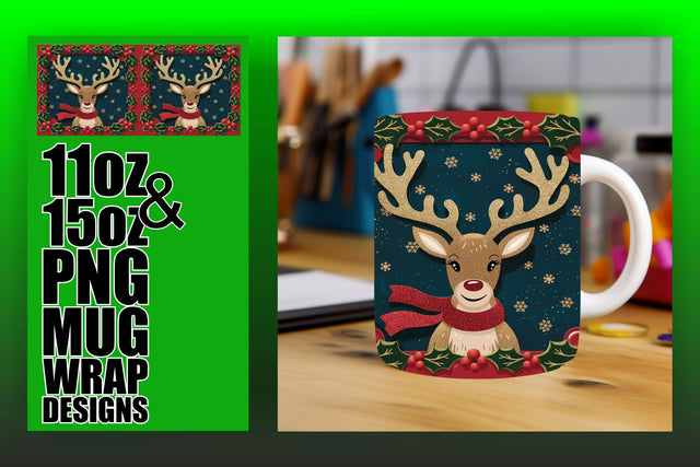 Easy to edit templates, great for mug design creativity! , 3D Xmas Sublimation HoodArtCraft 